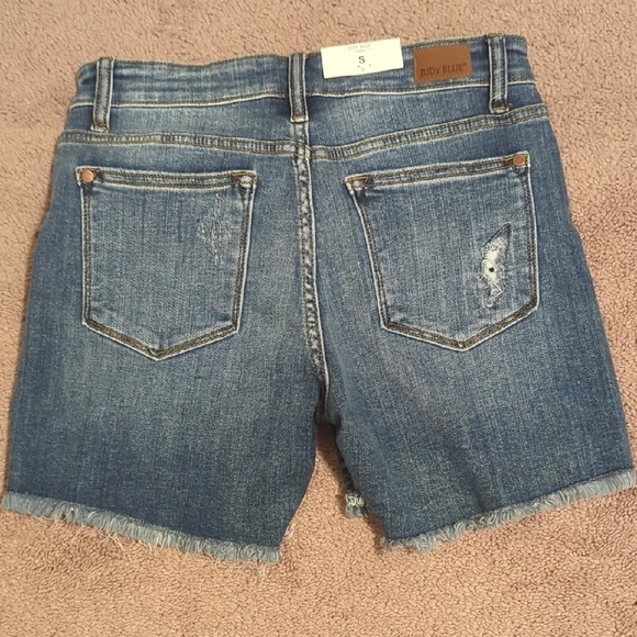 Judy Blue Women's Distressed Jean Shorts - Medium Blue/Mid Rise - Picture 3 of 3